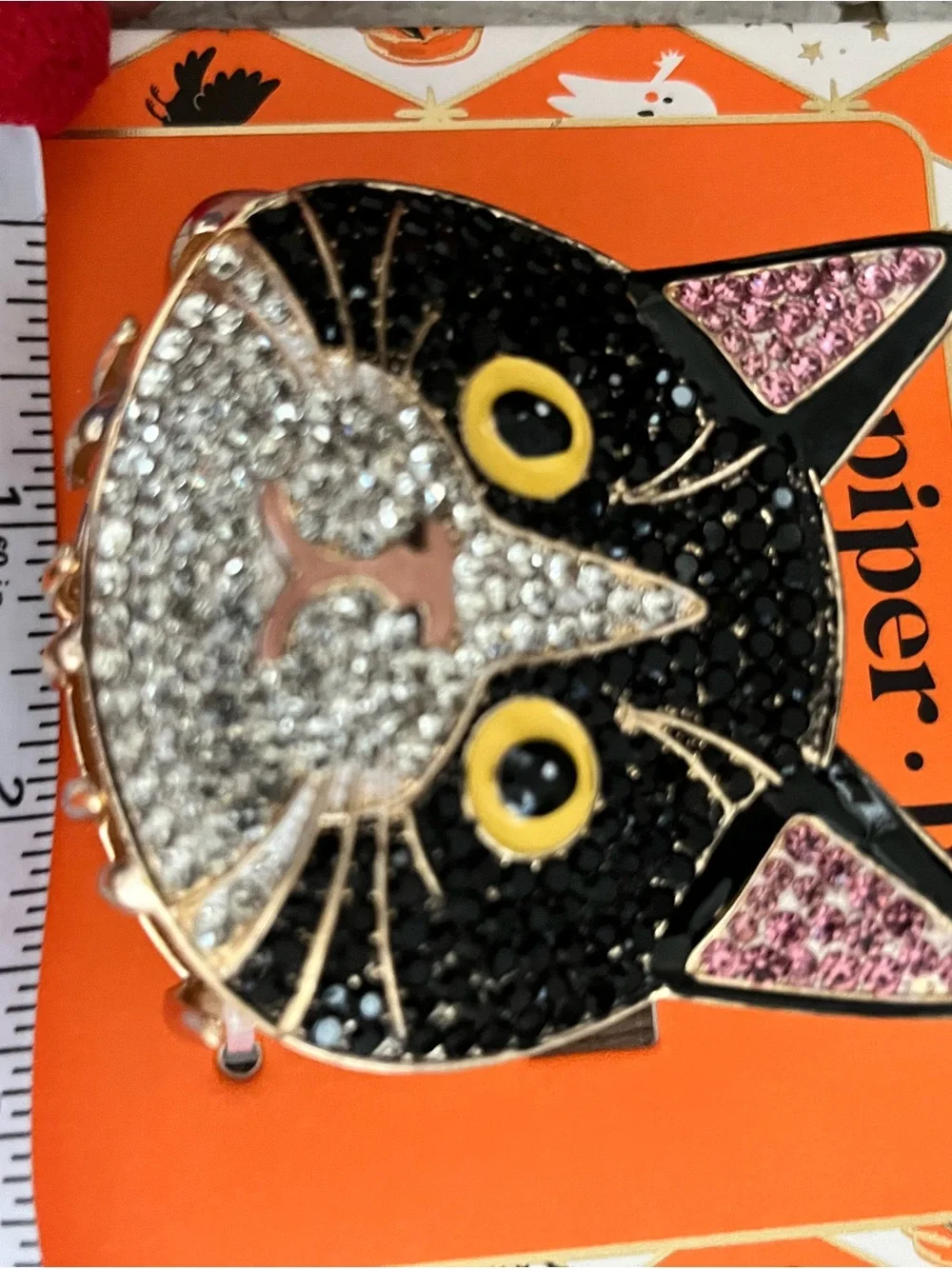 Unique Tuxedo Cat Rhinestone Hair Claw Clip Trick or Treat Piper K Halloween